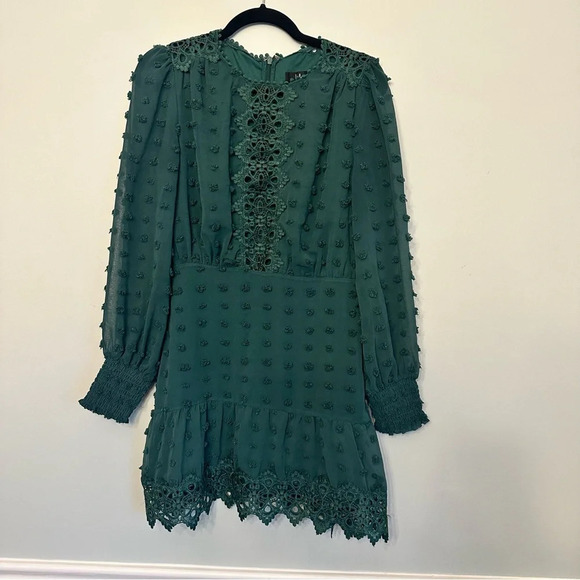 Lulus Love Or Lust Embroidered Lace Long Sleeve Emerald Green Size Small - Picture 3 of 13